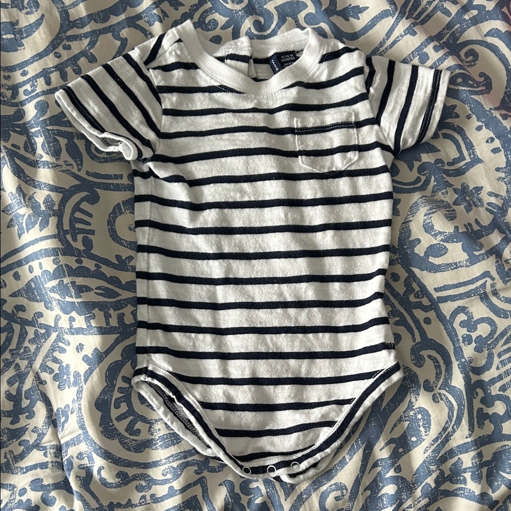 Janie and Jack Navy and White Onesie